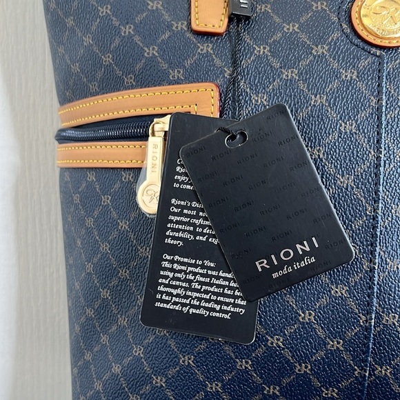 Rioni Moda Italia Signature Estate Tall Tote Shopper Monogram Coated Canvas New - Picture 6 of 15